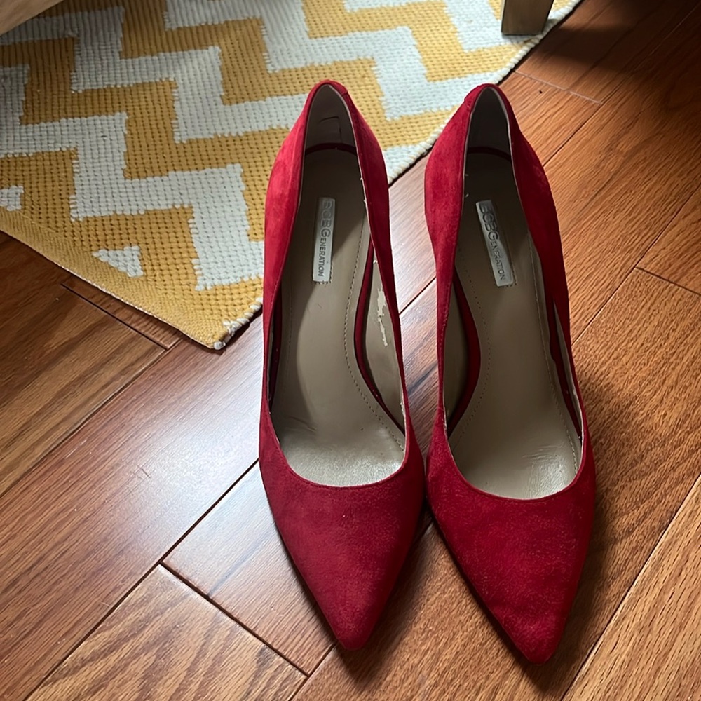 Blood red suede 4 inch BCBGeneration heels.